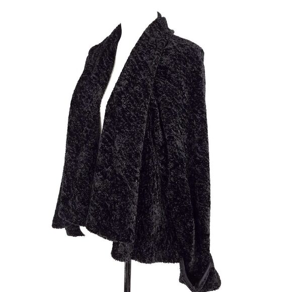 Connected Apparel Velvet Open Front Long Sleeve Cardigan Jacket Black Si… - Picture 2 of 6